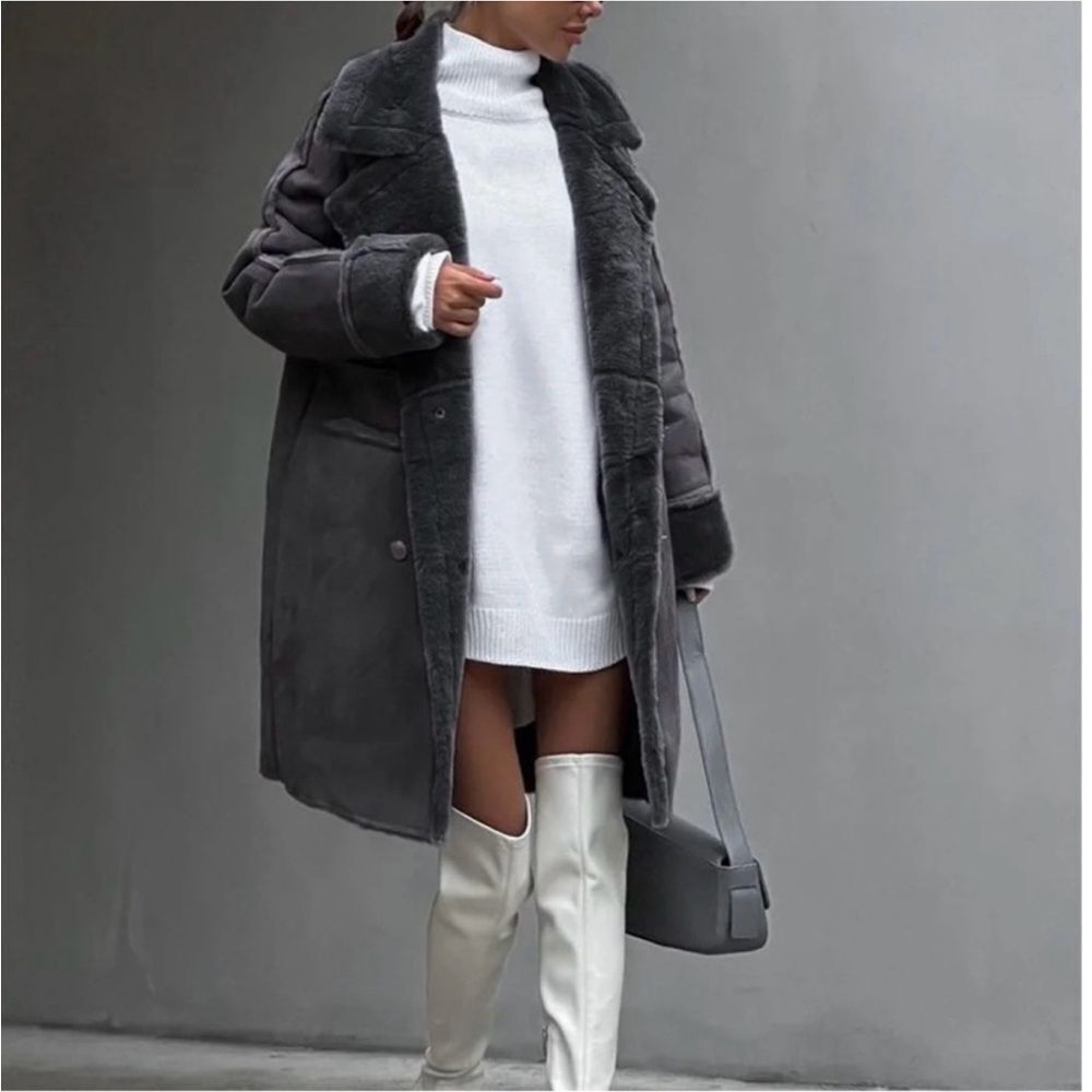 NWOT COMMENSE Oversized warm embrace fleece trench jacket size XS